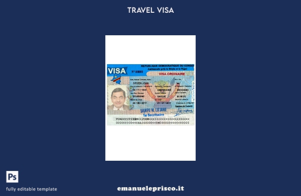 modello di visto turistico per il Congo in stile verificato